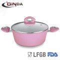 Aluminum Ceramic sauce pot pink cassrole